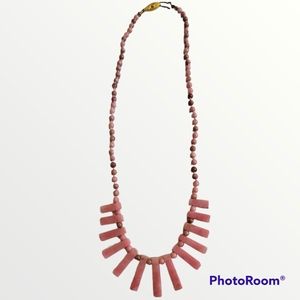 Vintage 90's Handmade Pink Quarts Beaded Necklace